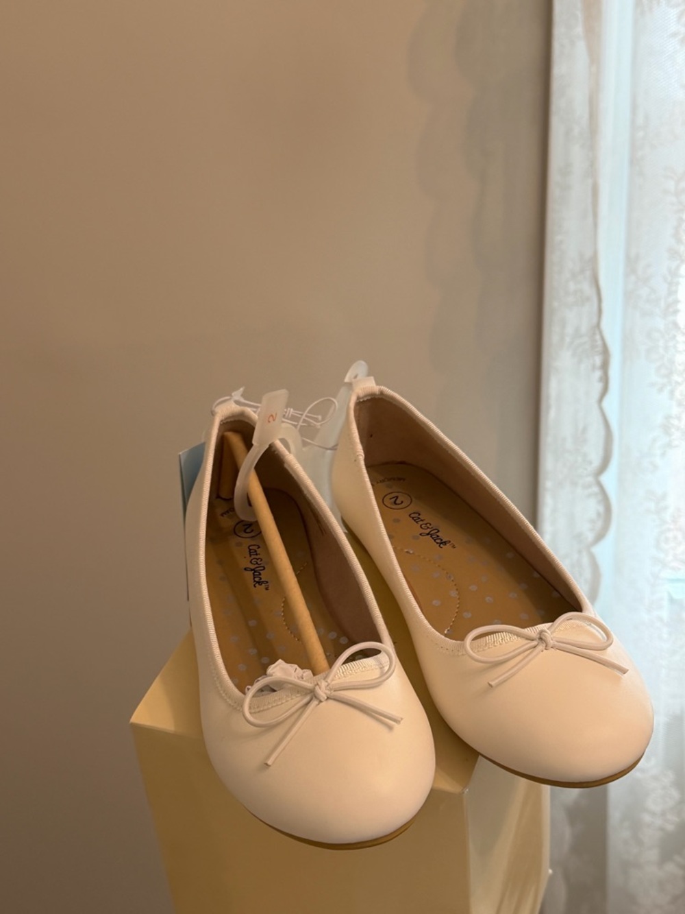 Target Girls' White Ballet Flats with Bow Accent